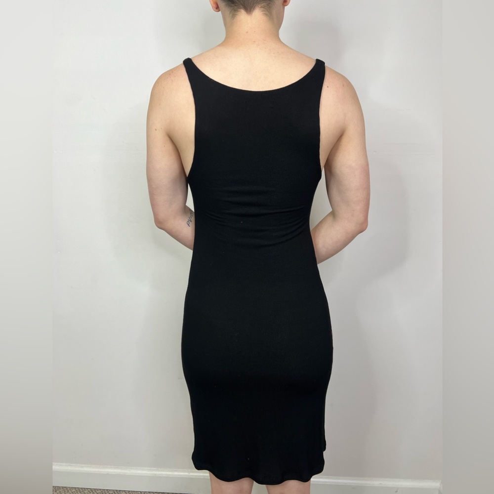 REVOLVE Michael Lauren Dress Black Ribbed Knit Cut Out Sample Size Small NEW - Picture 3 of 12